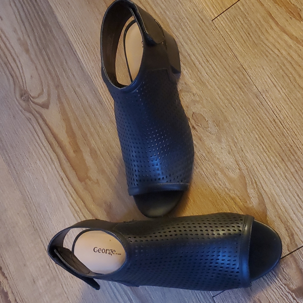 George Peek toe cut out heel bootie sandals